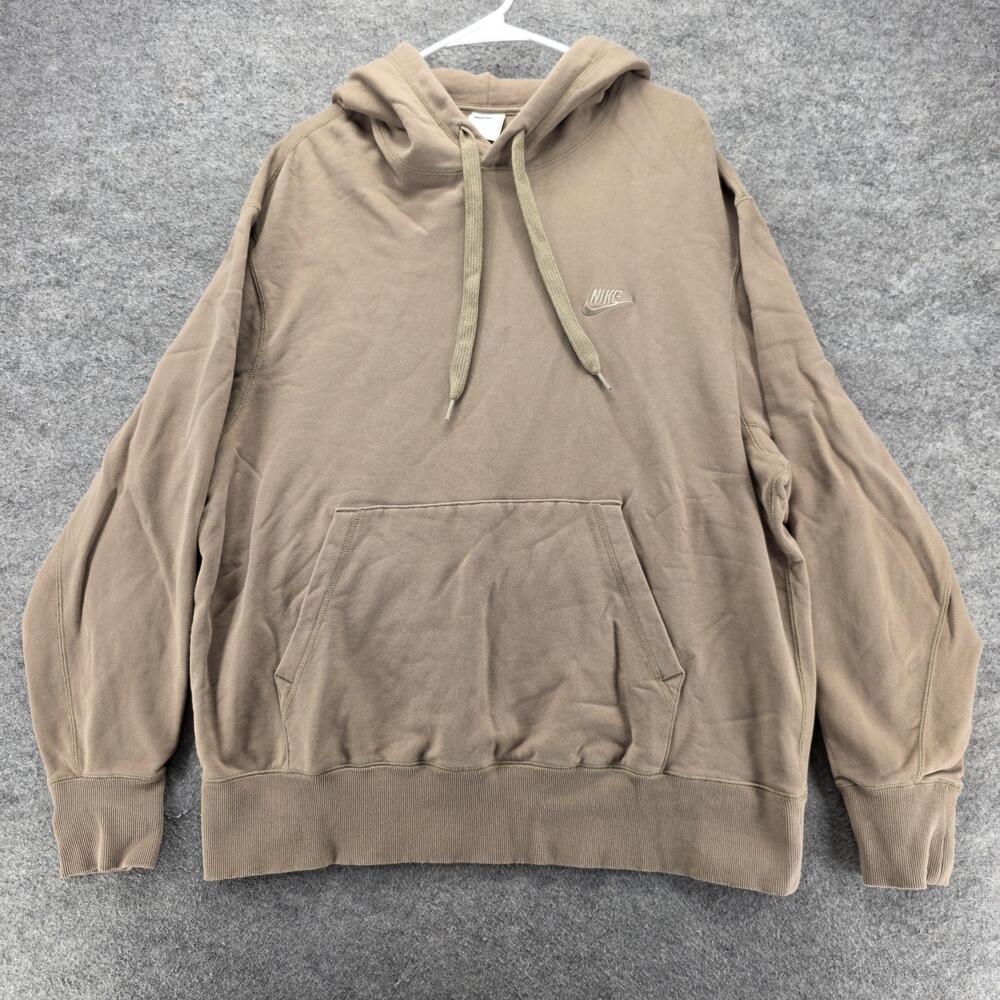 Nike Hoodie Mens XL Brown Pullover Hooded Pockets Fleece Embroidered DA0023-208